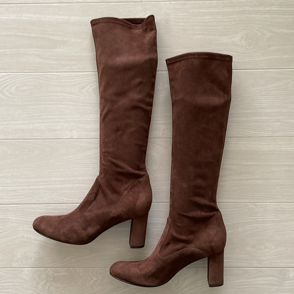 Valentino Brown Stretch Suede Knee Boot - Picture 8 of 12